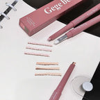 Double Ended Lying Silkworm Pencil 2 in1 Highlighter Nude Lower Eyelid Contour Aegyo-sal Eyeliner Makeup Stick with Detail Brush