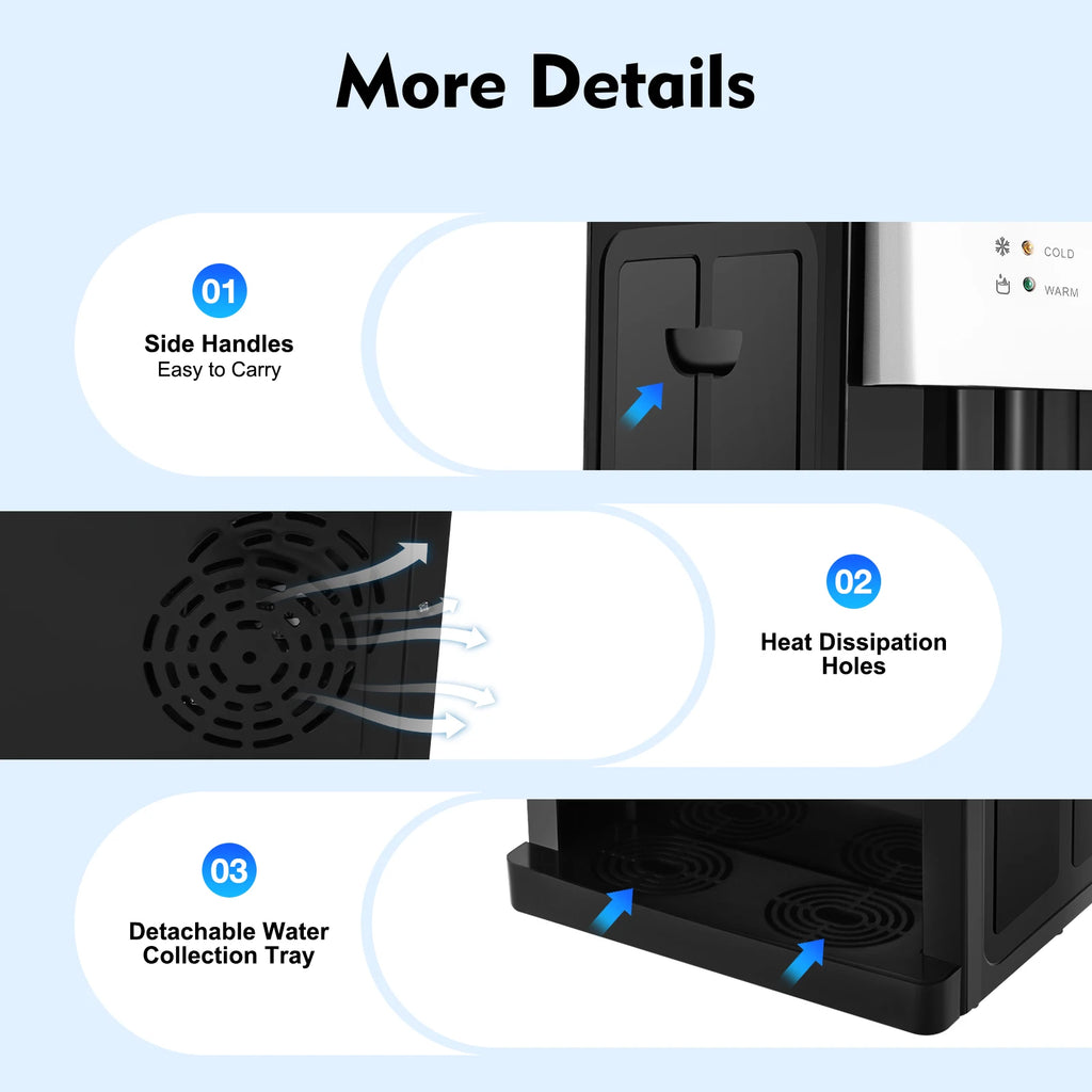 500W Electric Hot and Cold Water Cooler Dispenser 220V Countertop Water Cooler Dispenser 4.5-18.9L Water Dispensers Cooler Water
