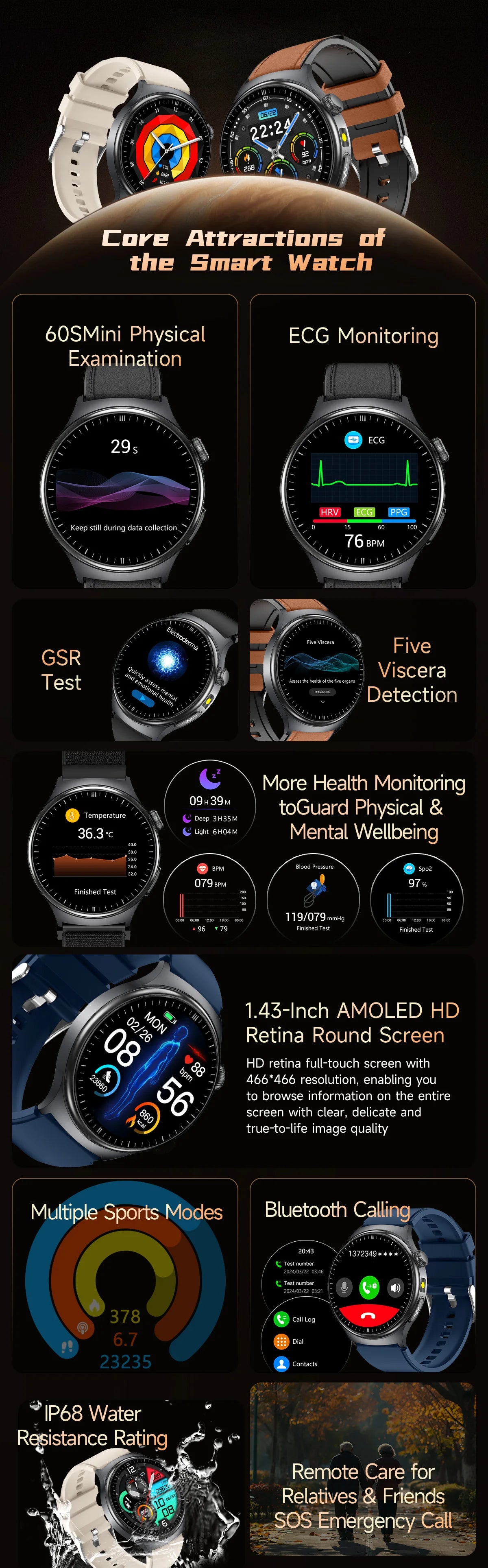 2026 New Accurate Body Health analysis Smart Watch Men ECG Blood lipids Uric acid Blood Pressure Body Fat Voice Call Smartwatch