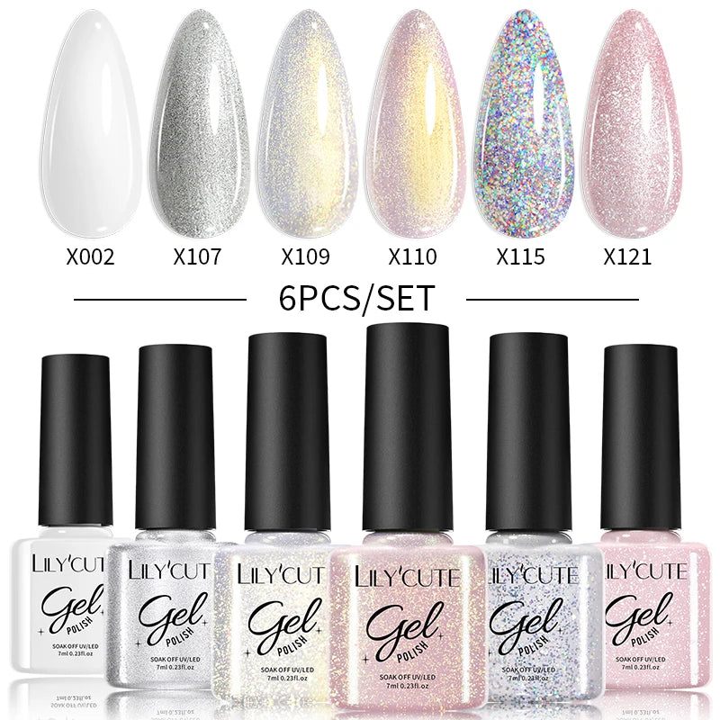 LILYCUTE Nail Gel Polish Set Pink Green Spring DIY Nail Art Design Long Lasting Soak Off UV Gel Manicure Painting Gel Vernis Kit