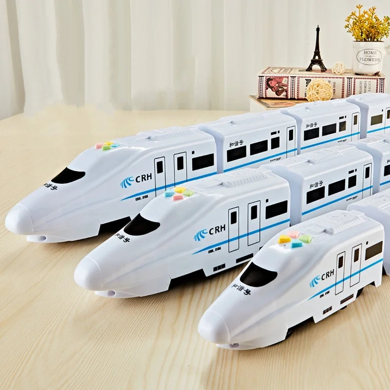 Toy Train Electric Bullet Train Battery Operated Action Locomotive Car High Speed Vehicle with Train Sound Light Gift for Kids