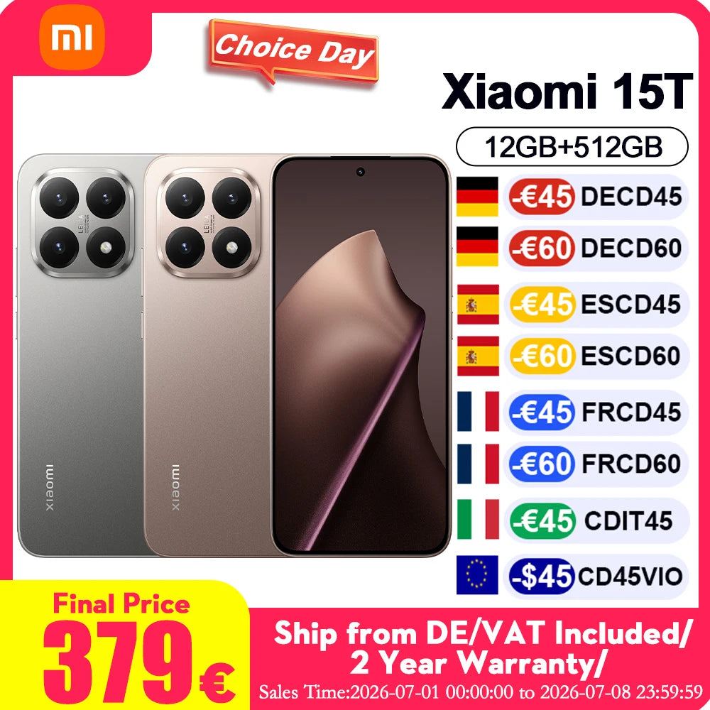 Global Version Xiaomi 15T Ultra-slim Smartphone 12GB 256GB Professional Laica Triple Camera Immersive 6.83 "Display 7.5mm Thin Slim Body Image principale du produit