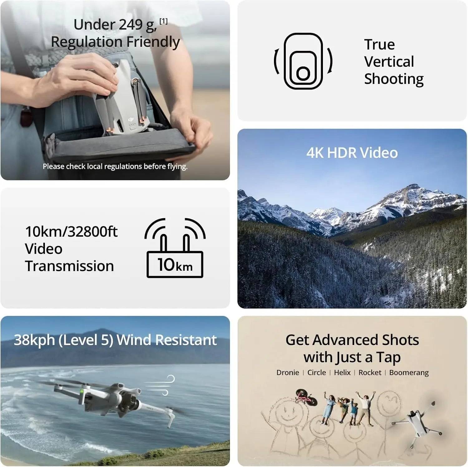 [EU STOCK] DJI Mini 3 Lightweight and Foldable Mini Camera Drone with 4K HDR Video 38 min Flight Time Real Vertical Shooting New Original C0 Secondary image