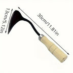 1pc, Wooden Handle Crooked Hoe, Multifunctional Garden Digger, Metal & Wooden Garden Tool, Seedling Hoe for Home Gardening