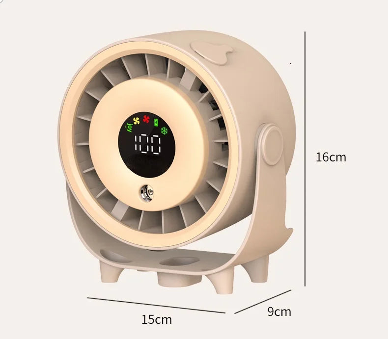 New Misting Fan Humidifying Rapid Cooling Hanging Hole Low Noise Digital Display Button Controlled Speed Fine Absorbable