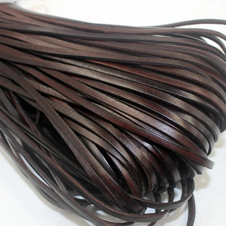 2 Meters Retro High Quality Genuine Leather Cord 1.5-10mm Round/Flat Strand Cow Leather Rope Fit Necklace Bracelets DIY Jewelry