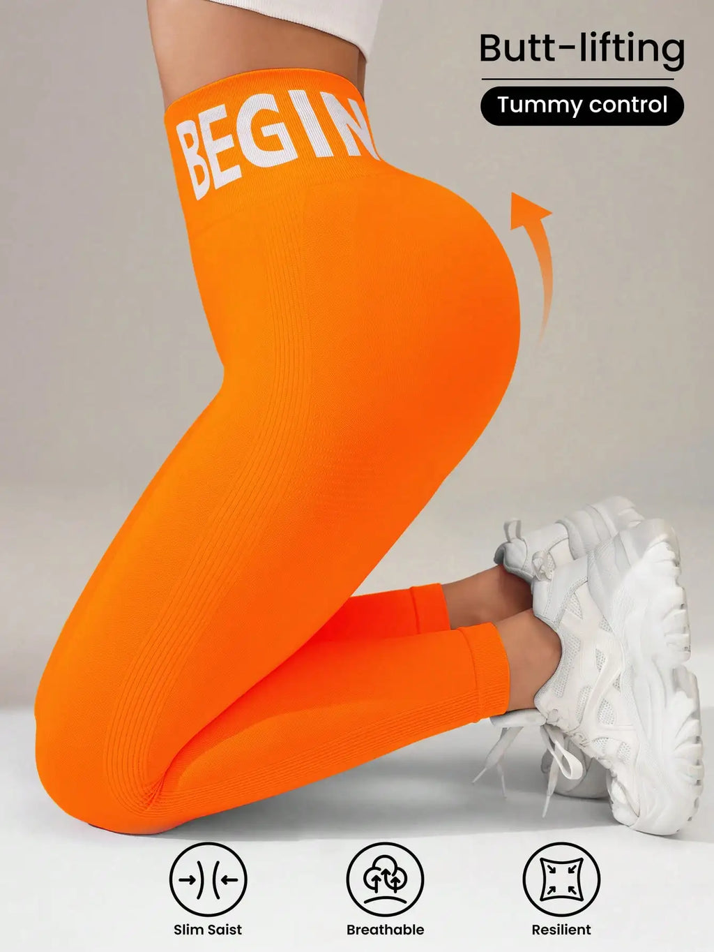 European and American Seamless Yoga Leggings with Waistband Lettering, Butt-Lifting, Quick-Dry Women's Breathable Tights for Pea