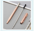 20-200 Pens New Slim Metal Ballpoint Pens Rose Gold Custom Logo Advertising Lettering Engraved Name School Office Supplies Gifts