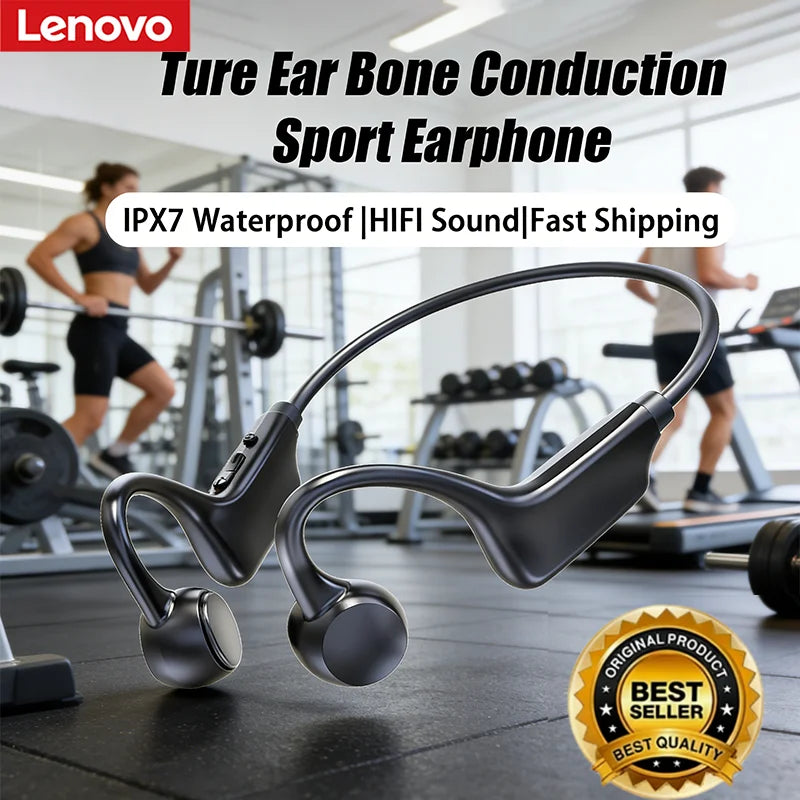 Lenovo Hot Real Bone Conduction Sport Headphone Wireless Earphone Bluetooth-Compatible Headset Hands-free with Mic for Running Main image