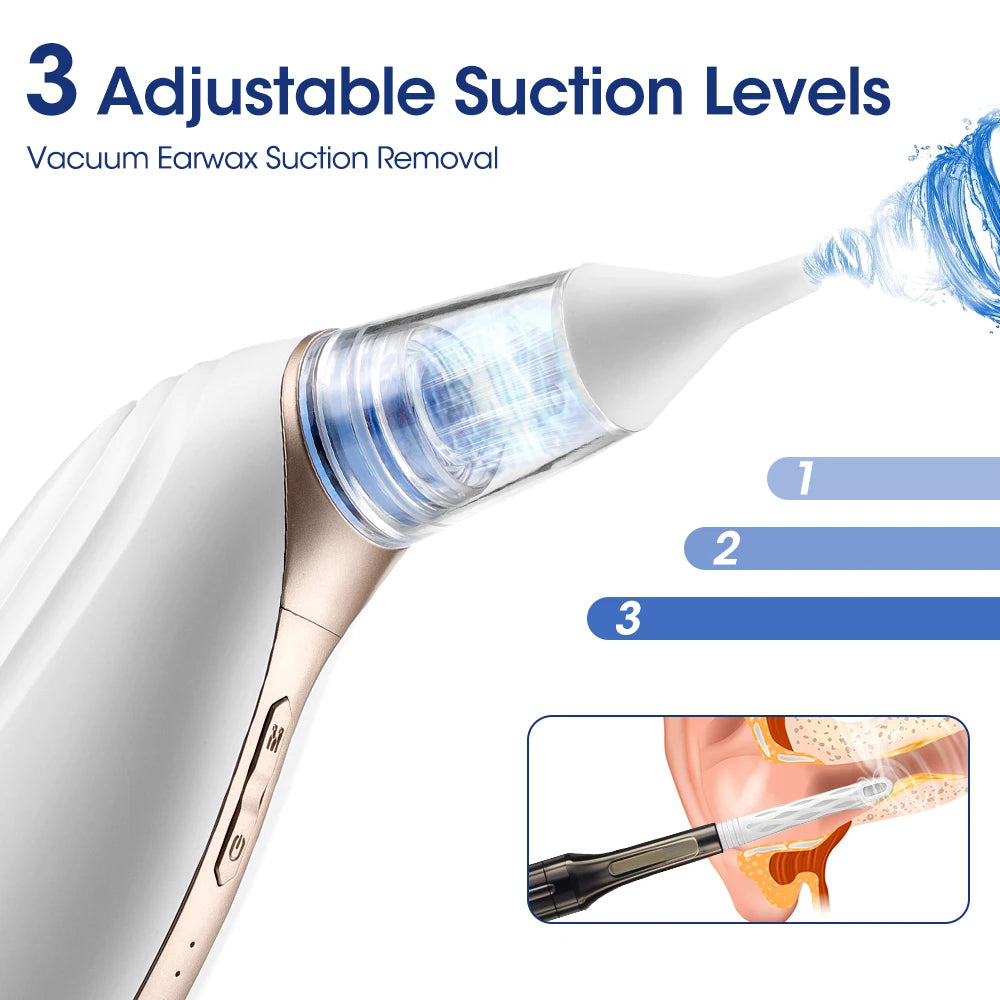 2 in 1 Ear Wax Removal Vacuum Set with 3 Levels Suction Nasal Aspirator Ear Cleaner for Adults And Kids Safe Ear Suction Tool