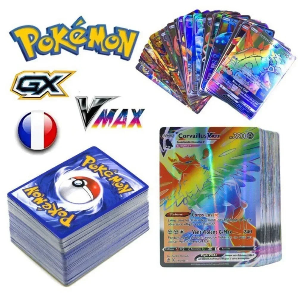 10-100Pcs Pokemon Cards English French Spanish German Italian GX Team Vmax EX Shining Game Battle Trading Collection Card Toys