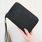 Multi-Functional RFID Blocking Passport Bag Travel Document Holder with Long Zipper Ticket Storage Wallet for Multiple Passports