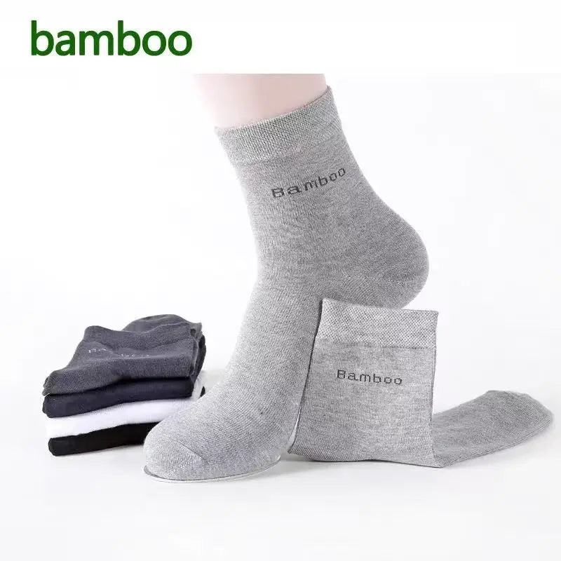 5Pairs/Men Bamboo Socks Comfortable Breathable Casual Business Men's Crew Socks High Quality Antibacterial Mid-calf SocksEU39-45
