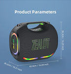 ZEALOT ZE21 250W Wireless Speaker, Outdoor Portable, 48000mAh Long Battery, With RGB Color Lights, Up To 18 Hours Of Play Time.