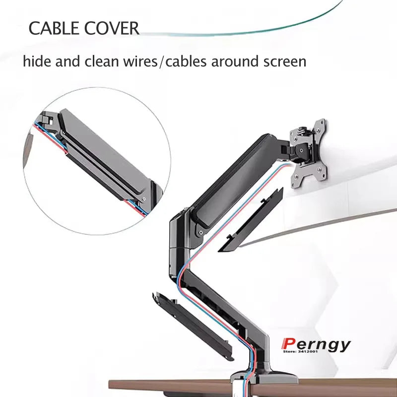 D-MOUNT D80 metal alumin 2-10KG 13"-32" monitor desktop stand mount gas spring arm full motion rotate clamp 0-60mm grommet