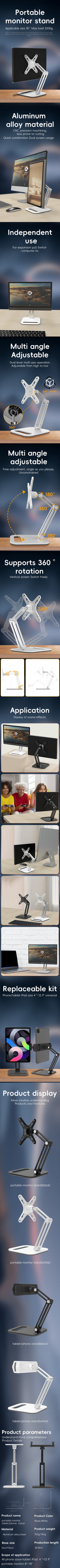 Artpowers VESA Monitor Desk Mount Single Monitor Stands Freestanding fits 13'' to 18'' Computer Screen with Height Adjustable