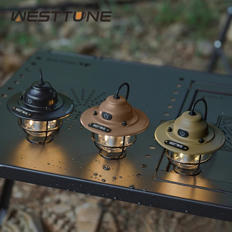 Portable Camping Lanterns Retro Hanging Tent Lamp Waterproof Dimmable Camping Light 1200mAh for Hiking Fishing Emergency Lantern Main image
