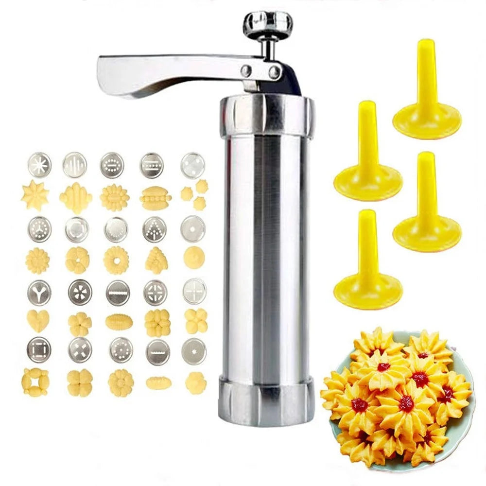 Cookie Press Gun Kit  Aluminum Cookie Churros Maker Christmas Spritz Cookie Press Gun 10/20 Cookie Discs and 4 Icing Nozzles Image principale du produit