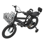 14" Kids Bike Adjustable Children's Bicycle Load 60kg w/Training Wheels+Basket+Backrest Rear Seat for 3-7 Year Old (White/Black)