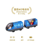 wooden Electric car set Magnetic Electric Train with Little Doll Diecast Slot Toy set Compatible Railway Wood Track Rail Train