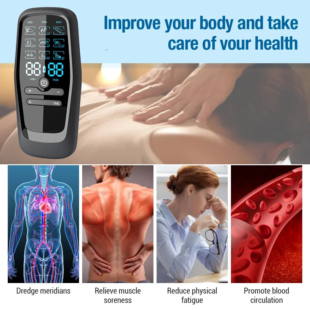 Ems Eletric Muscle Stimulator Therapy High-Frequency Tens Muscle Stimulator Physiotherapy Pulse Body Massager Slimming Machine