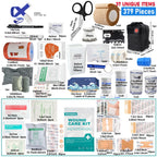 379pcs Home Office First Aid Kit Portable Emergency Bag, Red Survival Carry-On for Outdoor Activities, Camping, Hunting, Hiking