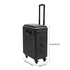 Rolling Makeup Train Case w/Tattoo Armrest Stand,Beauty Trolley Case with 3 Drawers, 4 Universal Wheels, and Combination Lock