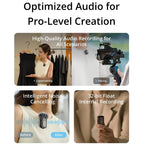 DJI Mic 2 Wireless Microphone with smart Noise Cancelling 32-bit Float Internal record Optimized Sound m Range
