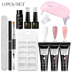 24PCS/Set 20ml Poly Naili Extension Gel  Kit Mini UV Lamp Sealer With Base Top Coat Professional Poly UVNail Gel Kit Starter Kit