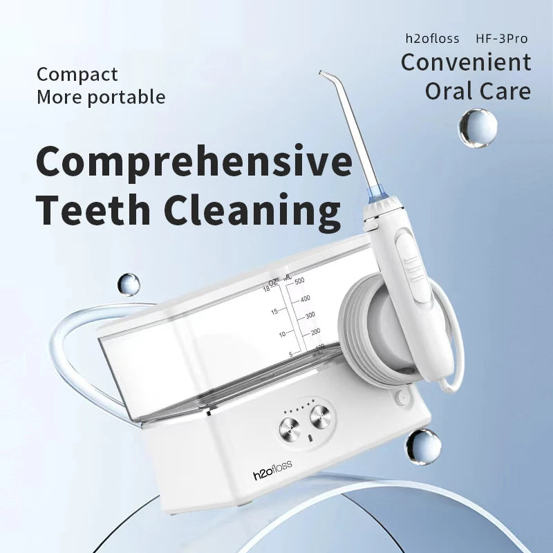H2ofloss Water Flosser Portable Oral Irrigator 570ml 140PSI High Pressure 6 Modes 5 Nozzles with Storage Bag USB Rechargeable