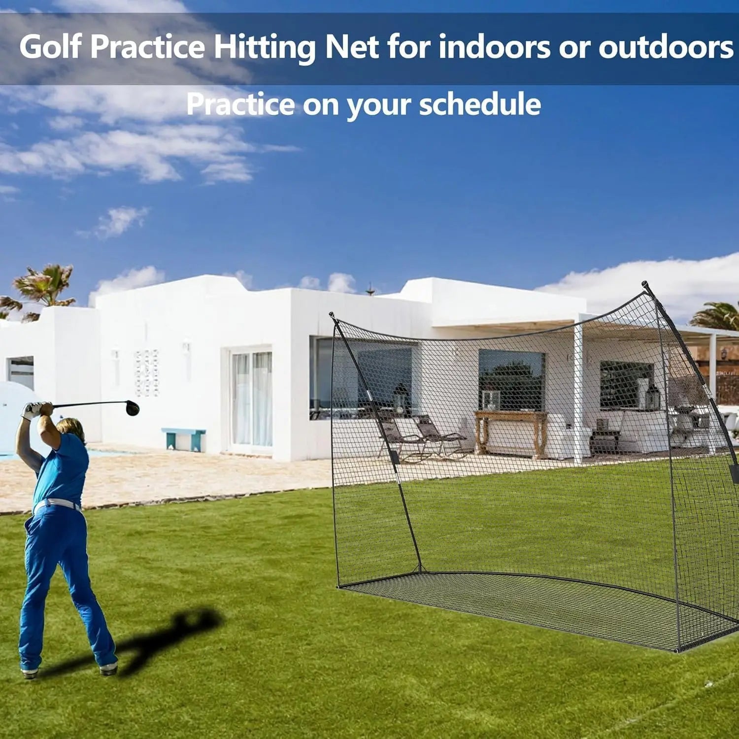 10x7x3ft Basics Golf Practice Net with Carry Bag Portable Golf Nets Personal Driving Range for Swing Chipping Backyard Outdoor