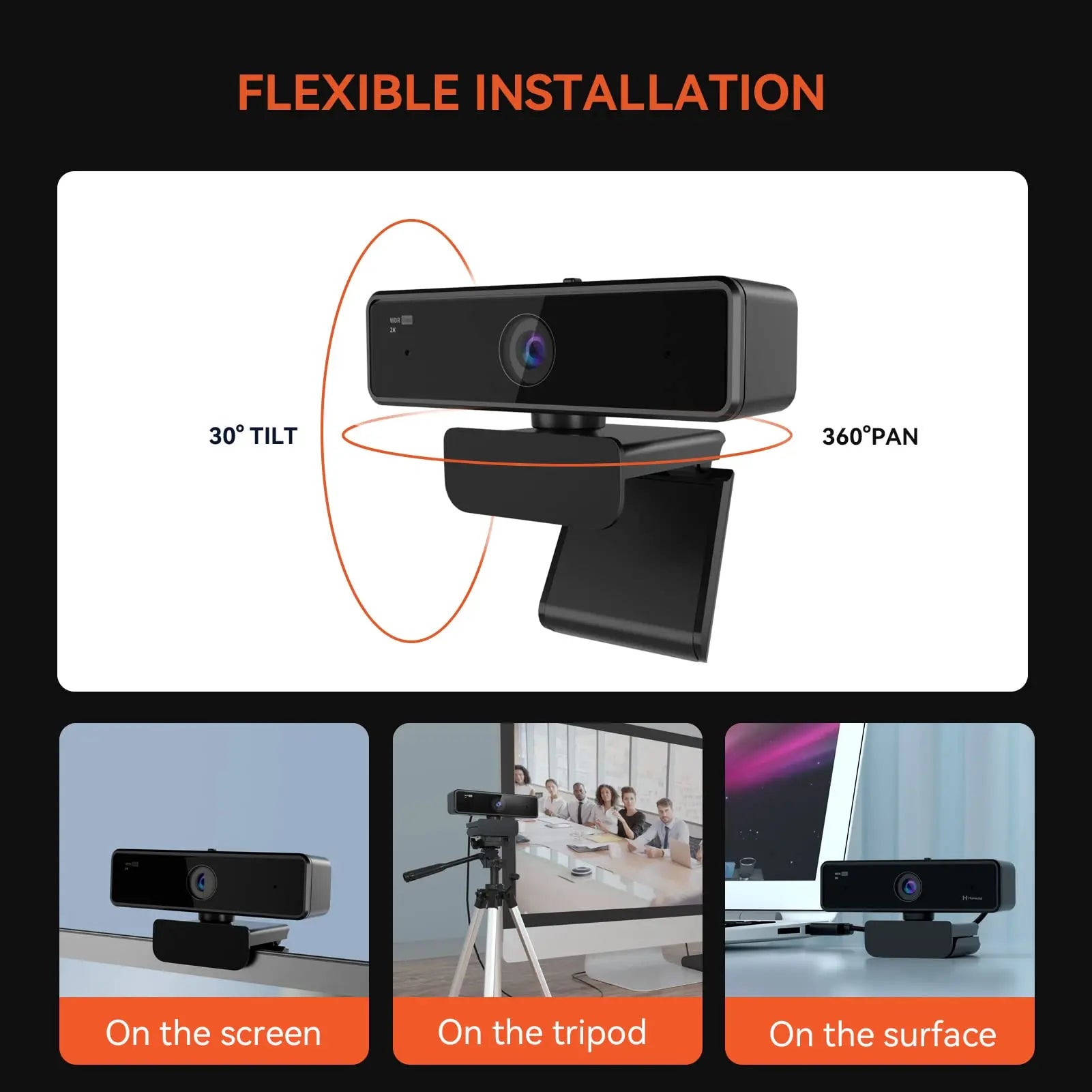 Nuroum 2K QHD Webcam 1440P 30FPS&1080P 60FPS Dual Mode, AI Noise Cancelling Mic,Streaming Camera, USB Plug & Play for PC/Mac