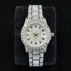 Elegant Diamond Watches Female Fashion Silver Round Stainless Steel Quartz Watch Iced Out Shiny Waterproof Clock Gift for Women