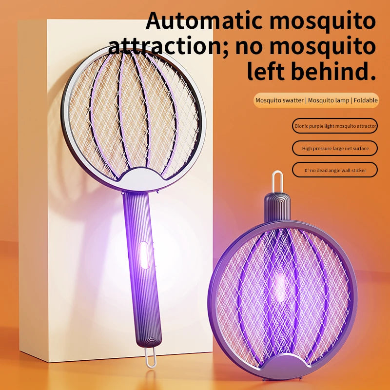 Foldable Electric Mosquito Swatter 3-in-1 Electric Mosquito Killer Anti-mosquito Lamp Rechargeable Wall-Mounted Mosquito Swatter Image secondaire du produit