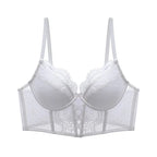 French Lace Push Up Lingerie Set Mulher Thin Underwire Bra Sheer Ruched Chemise Soft Petite Small Bust S-XL Hot Sale