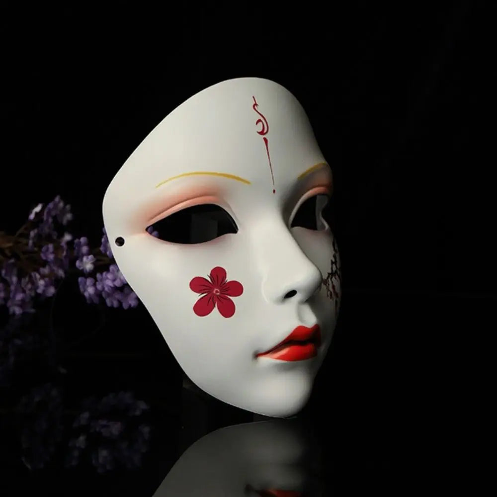 Party Supplies Full Face Cosplay Geisha Mask Flower Dress Up Hanfu Cosplay Mask Masquerade Spooky Japanese Mask Children's