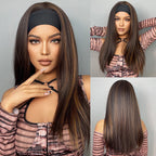 ALAN EATON Long Blonde Synthetic Headband Wig Ombre Blonde Straight Hair Wigs Natural Looking Heat Resistant Fiber for Daily Use