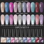 10/12PCS/SET Cat Magnetic Gel Nail Polish Set 9D Reflective Glitter Gel Semi Permanent UV Gel Soak Off Sparkling Nail Art Kits