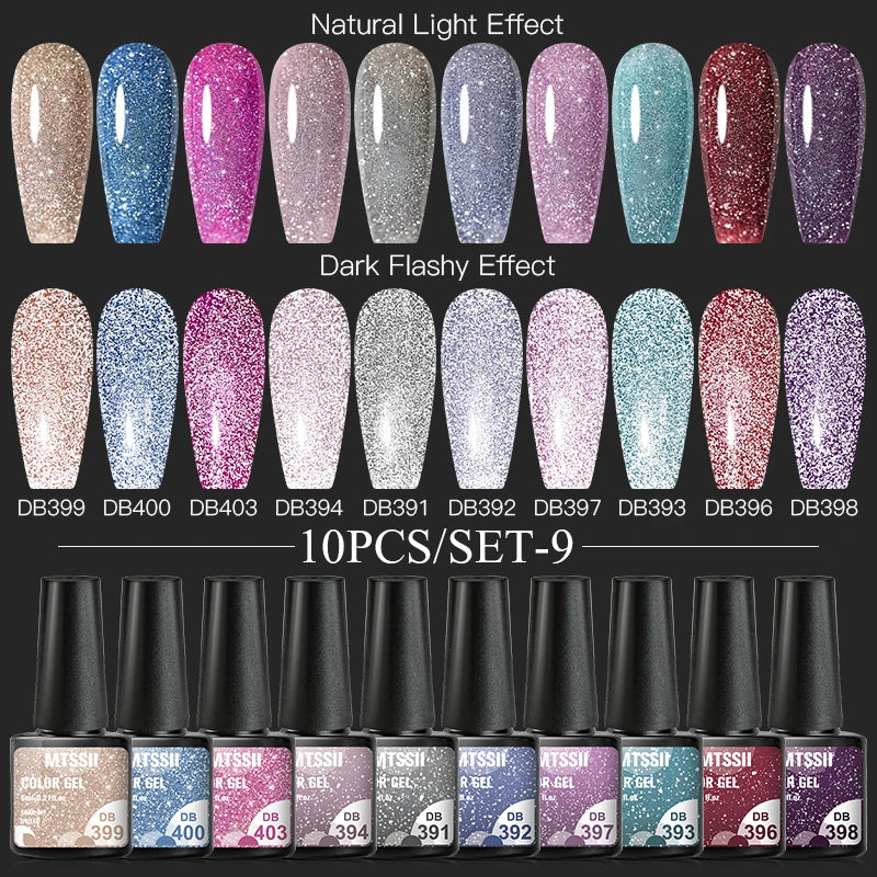 10/12PCS/SET Cat Magnetic Gel Nail Polish Set 9D Reflective Glitter Gel Semi Permanent UV Gel Soak Off Sparkling Nail Art Kits