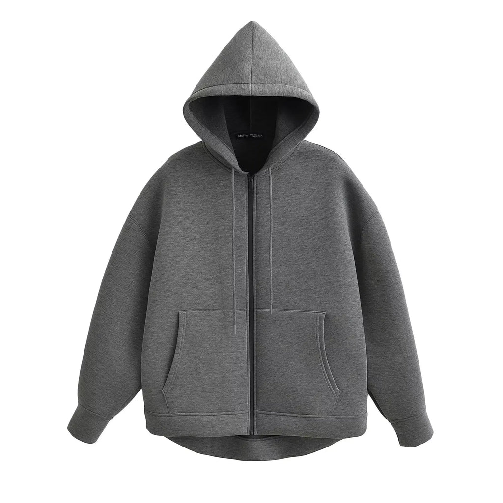 HXAO Women's Hoodie Oversized Zip up Hoodies Women Autumn Winter Long sleeve Outerwears Sweatshirt with zipper Y2k Hoodie Top