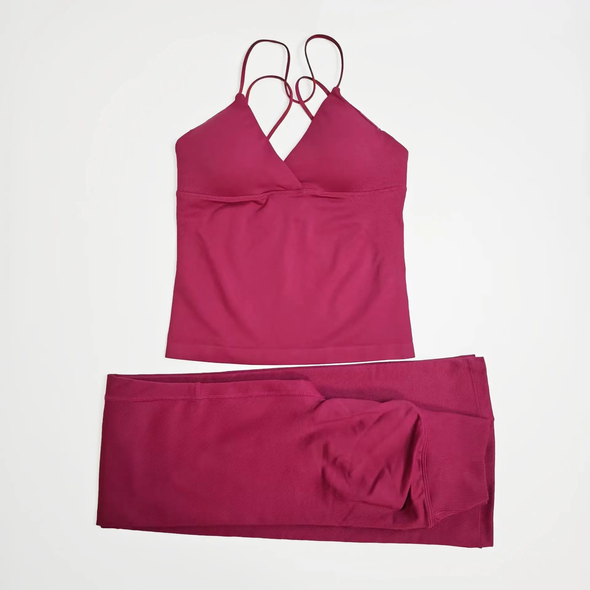 NCLAGEN Women Sportwear Vision Set Twist Front Longline Top + Flares 2 Pieces Fitness Suit Workout Running Outfit Gym Clothing
