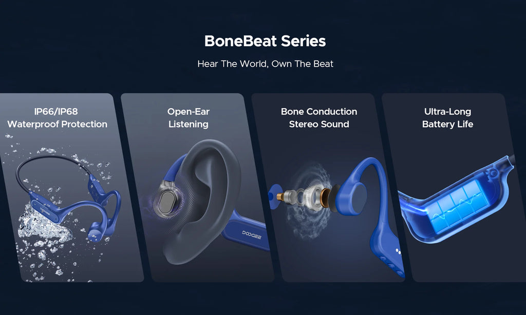 DOOGEE BoneBeat Swim Lite Bone Conduction Sports Headphones Bluetooth 5.4 Wireless Earphone Waterproof Headset For swimming