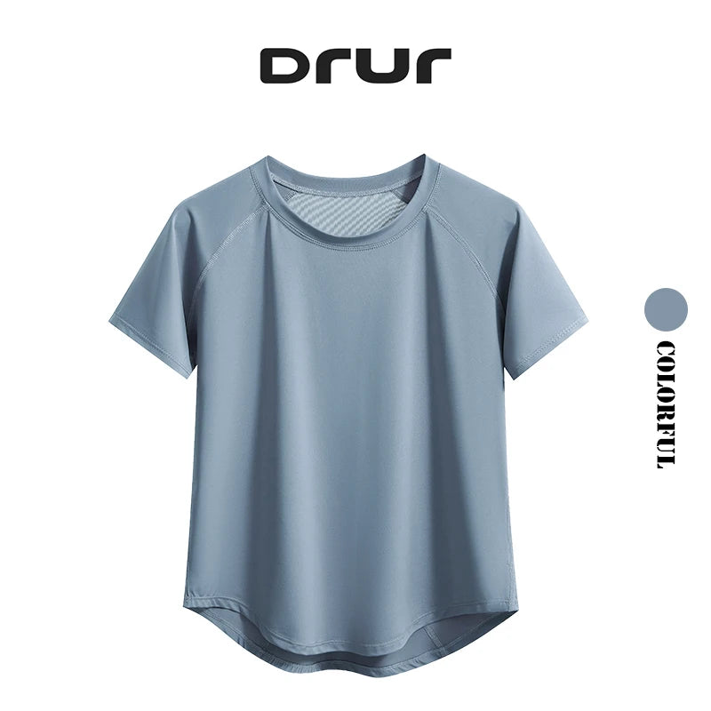 DRUR Yoga Tops Sportswear Woman Gym Shirts Breathable Quick Dry Short Sleeve Workout T Shirt Jogger Running T Shirt Yogawear New Image principale du produit