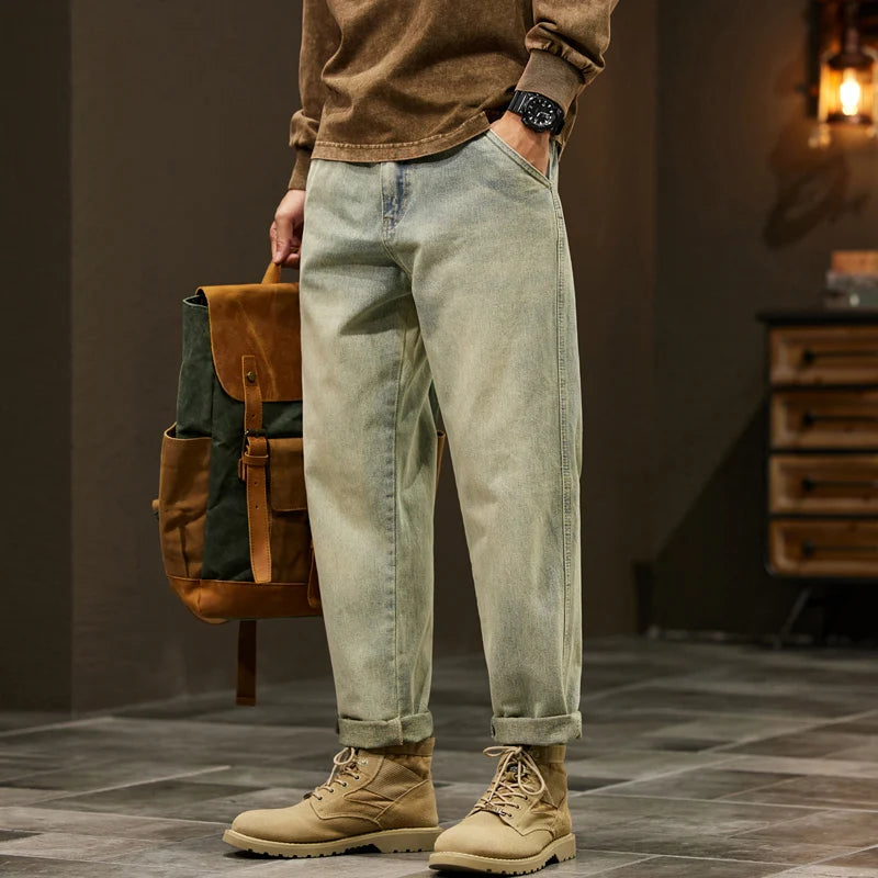 Men's 95% Cotton Jeans High Quality Loose Harem Pants Fashion Baggy Casual Outdoor Baggy Work Denim Pants Brand Men's Clothing