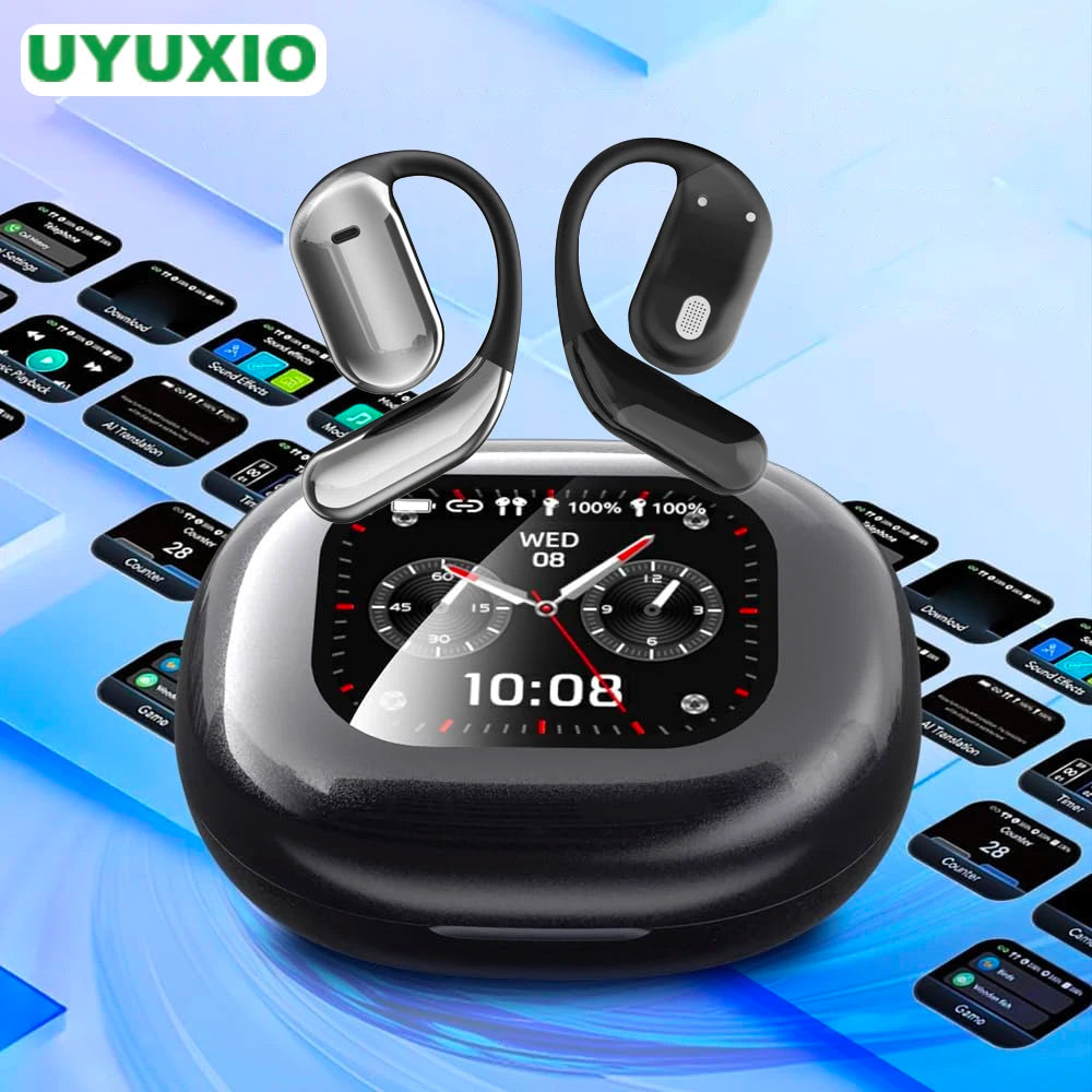 UYUXIO Real Time Translation Wireless Earbuds with 144 Language OWS LCD Touch Screen Earphone AI Language Headphone for Business Image principale du produit