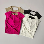 Women's Slim Fit Open Back Sports Tank Built in Fixed Cups Breathable Pilates Yoga Workout Top