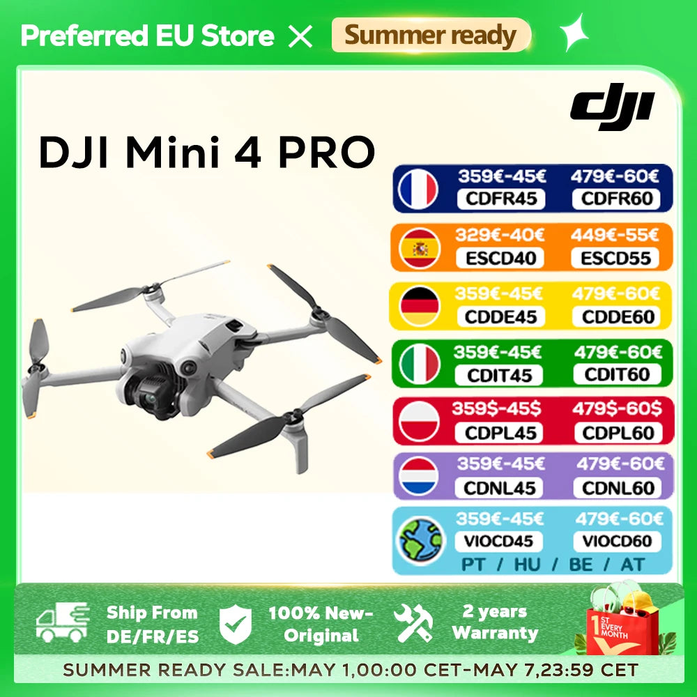 [EU STOCK] DJI Mini 4 Pro Mini Drone with 4K HDR Video Camera 34 Minutes Flight Time 20km Max Video Transmission Range New Original C0 Main image