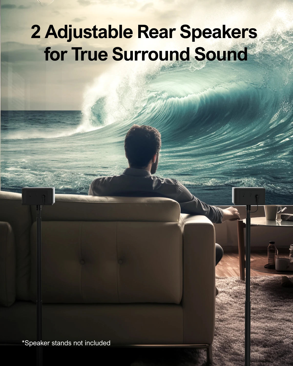 ULTIMEA 5.1 Virtual Surround Soundbar, 3D Surround Sound System, Soundbar for TV with Subwoofer and Rear Speakers, Poseidon D50