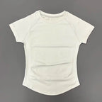Sport Short Sleeve Top Women Running Sports T Shirt Summer Short Sleeve Round Neck Breathable Gym Vest Yoga Fitness Top