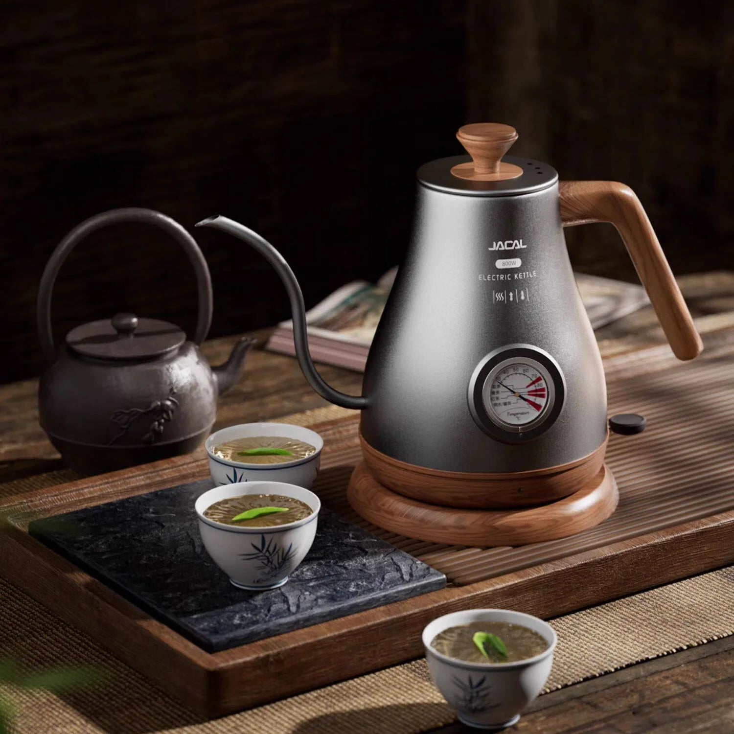 800W Electric Kettle Long Spout Coffee Kettle Tea Pot Hand Brewing Coffee Pot Tea Maker with Temperature Controller 1L Main image